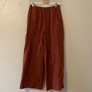 Linenfox Wide Linen Pants / M / Terracotta
